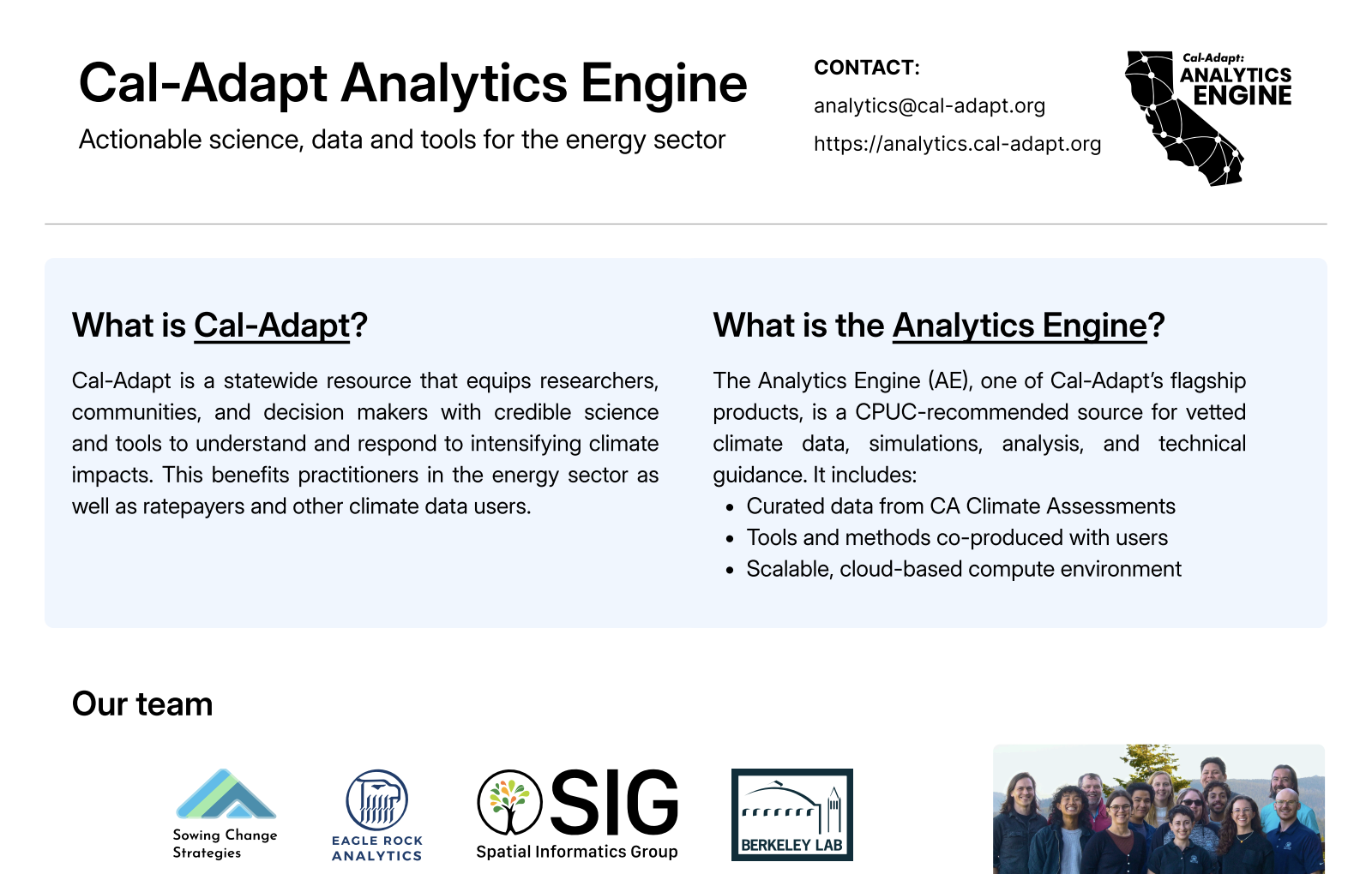 Cal-Adapt Analytics Engine Glossy Readout