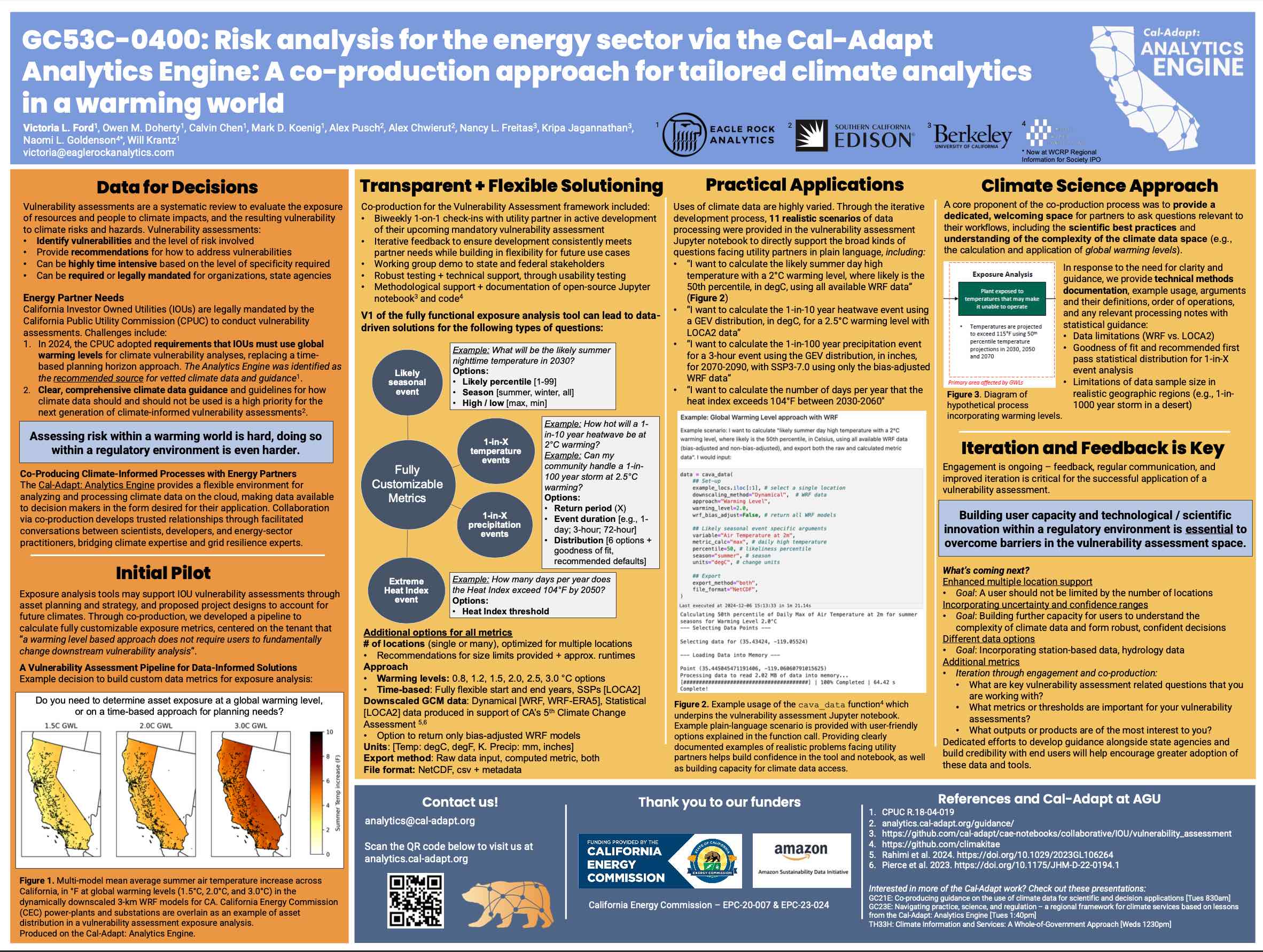 Risk analysis for the energy sector via the Cal-Adapt Analytics Engine
